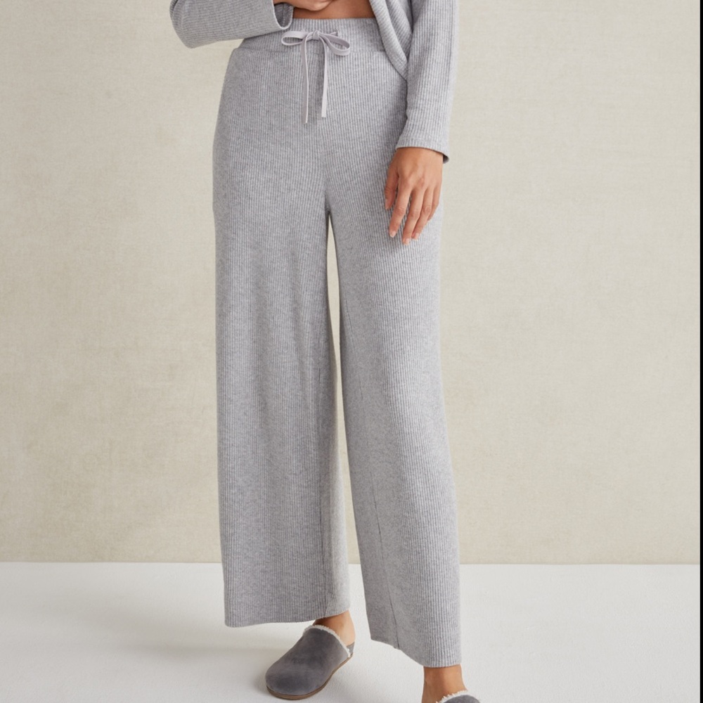 Haven Well Within Brushed Ribbed Knit Lounge Pants Gray Medium